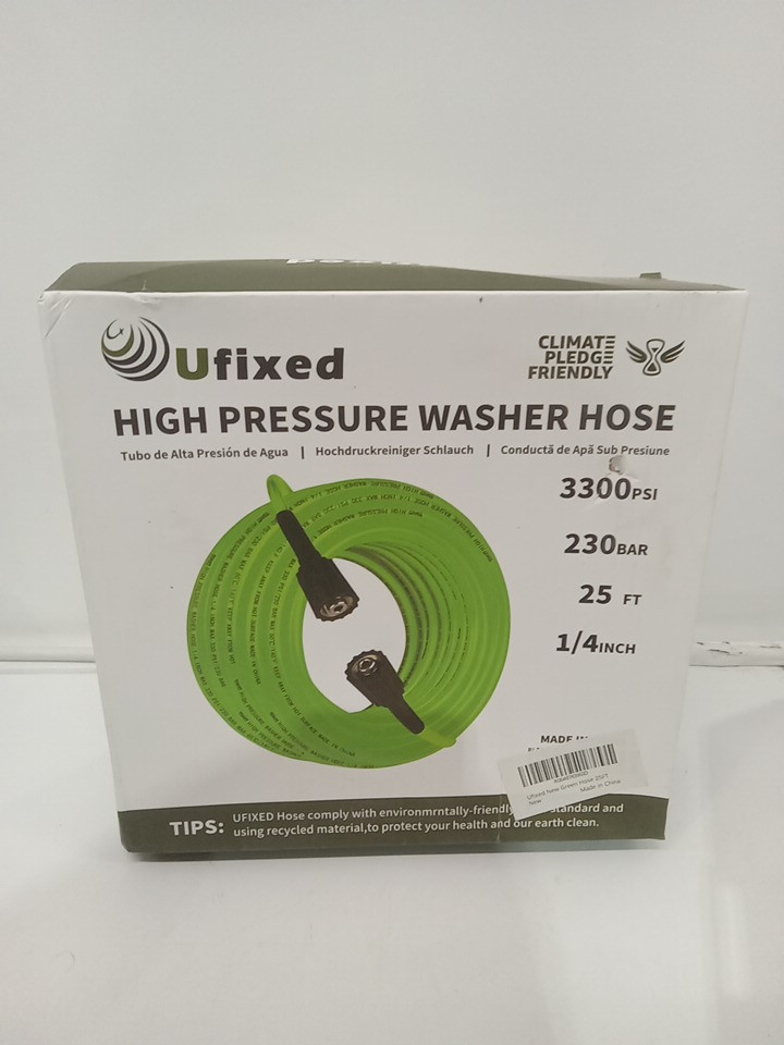 Ufixed lightweight Pressure Washer Hose with M22 solid brass fitting - 1/4" - 33000psi - 25ft - green image 5