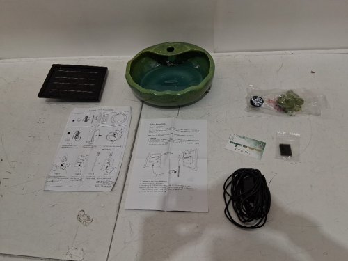 Outdoor solar powered Ceramic frog fountain bowl - 11" - green image 3