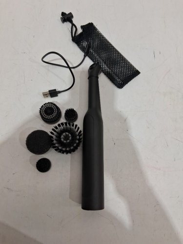 6-IN-1 HOTO WAND ELECTRIC SPIN SCRUBBER RECHARGEABLE GROUT CLEANER SCRUB BRUSH WITH 12 REPLACEABLE HEADS- BLACK/GREY (MODEL: 1936026) image 3