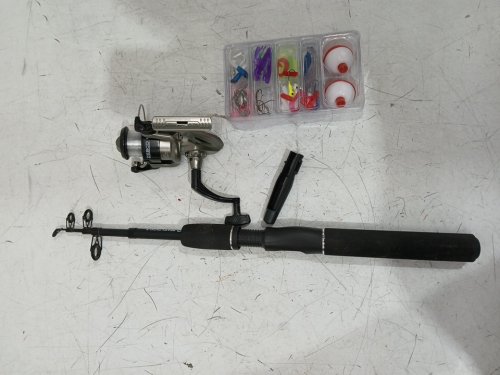 53PC ZEBCO READY TACKLE TELESCOPIC SPINNING COMBO - 8LB LINE/100YARDS , SIZE 20 - BLACK/GREY - (MODEL: ZS5085) image 2