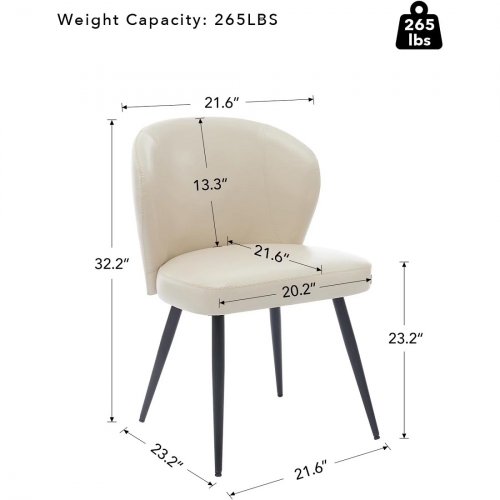 2PK Garvee Faux Leather Dining Chairs - 265lbs cap - Beige (Model: PHK_33ADABHJ) image 2