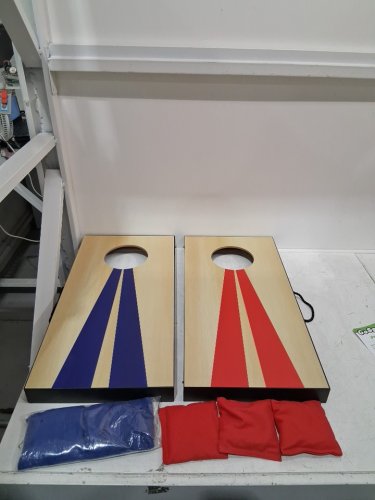 gosports portable size cornhole game set with 6 bean bag - 2ft x 1ft - wood/blue/red (model : CH-03-MDF-WOOD) image 3