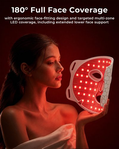 mailbox led red light therepy mask and neck light with 4 powerful led colours - 264 Professional LEDs - 2100mAh Rechargeable Remote image 2
