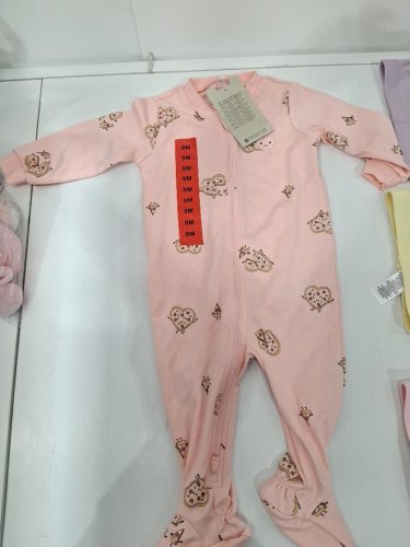 4 assorted baby CLOTHES - ONESIE AND PANTS - 9m - PINK/ORANGE/YELLOW/PURPLE image 2