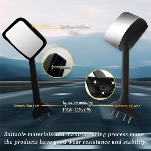 2PC Seassauto Replacement CA Hood Mirrors for 2018+ LT625 Truck - Left and Right Pair - Black / Chrome (Model: UT-ILT-0053A-R / T-ILT-0052A-L) image 2