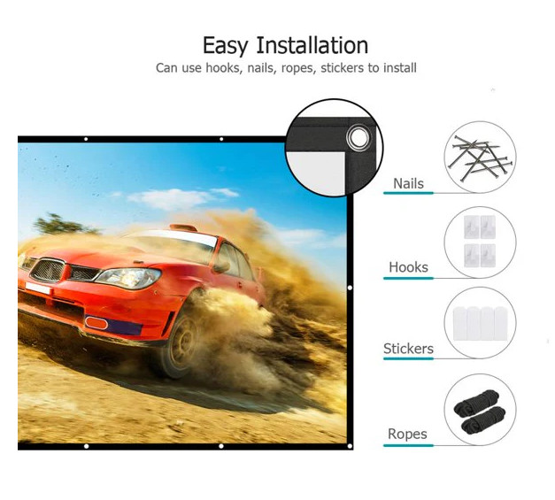 2 Vankyo Portable projector screen with accessories - foldable - 16:9 / 120" screen - 105" x 59" - White image 3