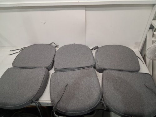6pk sunrox indoor/outdoor fadeshield water/stain-resistant seat cushions with REMOVABLE COVERS & TIES  - 17" x 16" - heather charcoal image 3