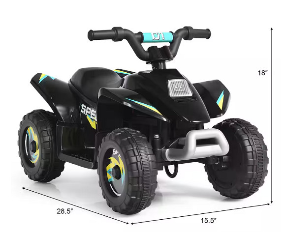 costway Electric Quad ATV 4 Wheels Ride-On Toy Toddlers Forward and Reverse - 6v - 28.5" x 15.5" x 16" - black - (model:TY327787BK) image 2