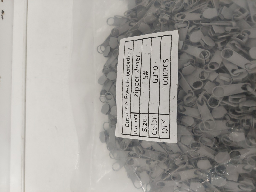 1000PC BUTTONS N BOWS HABERDASHERY ZIPPER SLIDERS FOR GARMENT/COSTUME MAKING & OTHER CRAFTS - SIZE 5(6.2MM) - GREY image 4