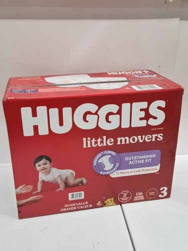 136PK HUGGIES LITTLE MOVERS BABY DIAPERS curved & stretchy fit - SIZE 3 - LION KING image 2