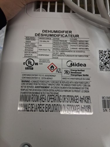 MIDEA Wi-Fi-Smart Control DEHUMIDIFIER WITH BUILT-IN PUMP - 4500 SQ. FT - WHITE (MODEL: MAD50S1OWWCM / 2885003) image 7