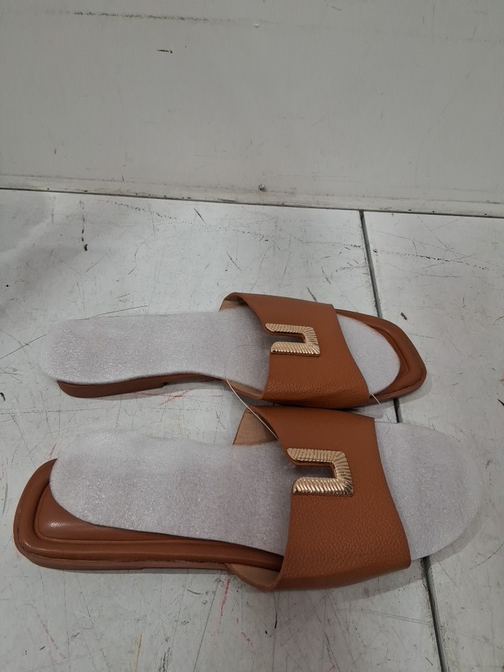women's strap flat sandles - size 39 -  tan image 3