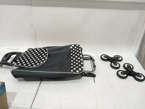 BIOS Living 3 Wheeled Stair Climbing Foldable Shopping Trolley - Holds Up to 27 LBS - Black/Dotted image 3