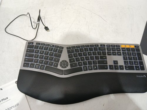 ProtoArc  Backlit Wireless Full Size Ergonomic Split Keyboard with Wrist Rest, USB-C Charging, Bluetooth & USB - black (model: ek01 plus) image 3