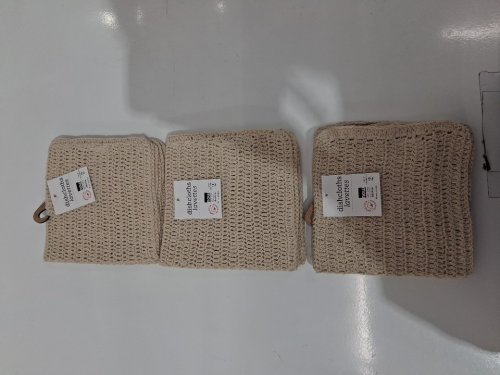 6pk now designs homespun natural crocheted dishcloths - 12'' x 12'' - beige image 2