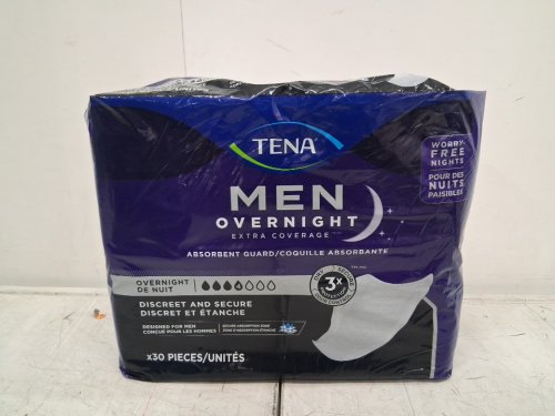 30PK MENS TENA OVERNIGHT EXTRA COVERAGE PAD - WHITE image 2