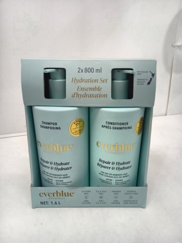 2pc everblue naturals repair and hydrate shampoo and conditioner - for dry or damaged hair - 800ml each image 2