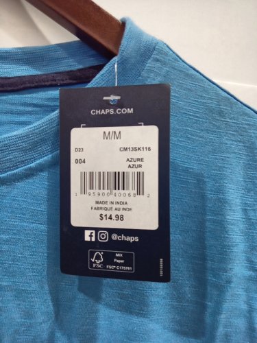 MENS CHAPS Coastland Wash CREW NECK SHIRT - Medium - Azure/BLUE image 3