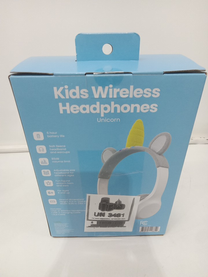 Kid's Gems Wireless Headphones with soft fleece coverings - 6hr battery life - 85dB - aux cord included - Unicorn image 3