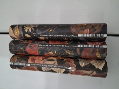 3PK Bruno Visconti Smooth Writing Soft Touch Ballpoint Pen 0.7 mm - Black/Pomegranate Floral (Model: 20-0264/14) image 2
