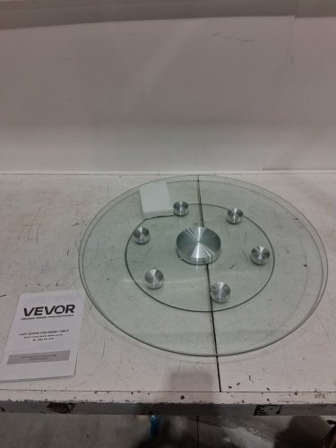 lazy susan turntable tempered glass dining table centerpiece with 6 rotating wheels - 30'' - transparent (model: sku004) image 3
