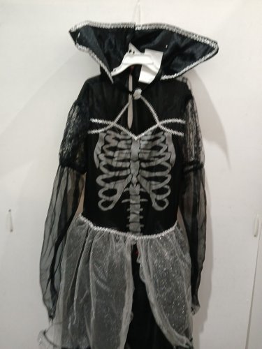 WOMEN'S RUBIE'S SKELETON QUEEN COSTUME DRESS WITH COLLAR - LARGE - BLACK/WHITE (STYLE: 12847SVM) image 2
