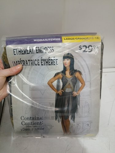 WOMEN'S PARTYHOLICS ETHEREAL EMPRESS COSTUME DRESS - LARGE (12-14) - GRAY/BLACK/GOLD (STYLE: 12495GDM) image 2