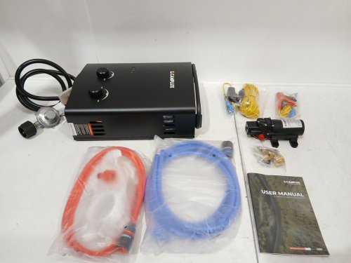 camplux outdoor portable propane tankless water heater with water pump kit - 1.32 gpm water pump - 5L - BLACK (model: ay132bp43) image 3