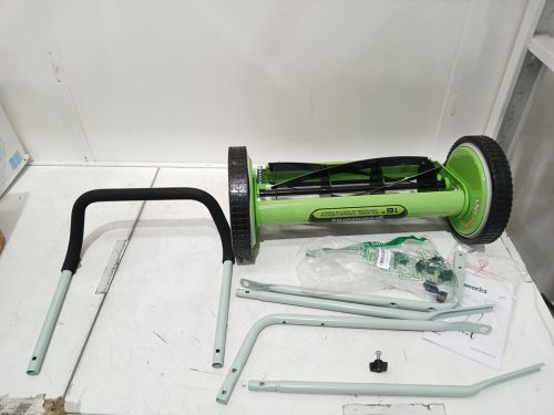 GreenWorks 16" Reel Lawn Mower with Grass Catcher - Green (Model: 25052) image 3