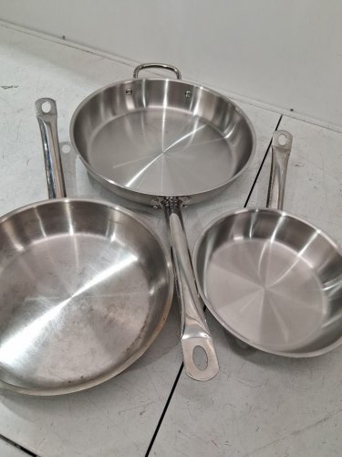 3PC stainless steel frying pan set -12",10",8.5" - silver (model: FPSS1908031) image 2