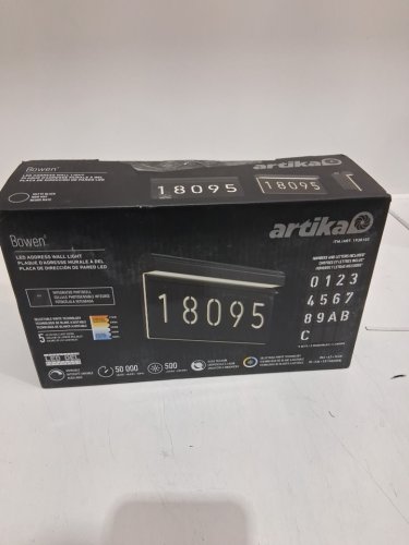 artika Bowen hardwired modern LED outdoor address wall light - 2700k - 5000k - 10" x 5" - MATTE black/white (model: OUT-BOW5C-C1BL / 1938103) image 2