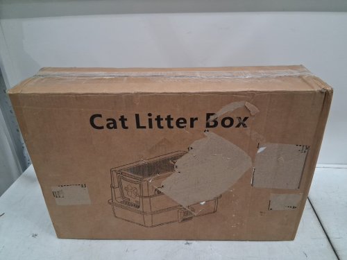 poncotsen extra large stainless steel cat litter box with enclosure, door, and built in odor control packet - 22.8" x 14.5" x 14.5" - deep grey image 4
