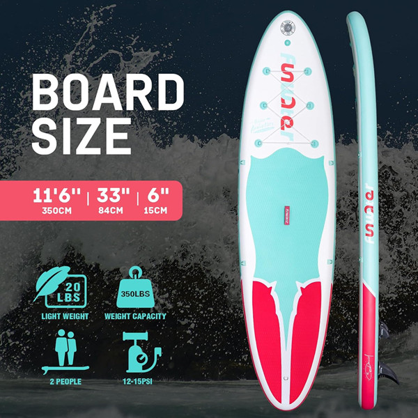 Funwater Inflatable Stand-Up Paddleboard With premium SUP Accessories - 11FT 6" x 33" x 6" - Multicolour (Model: SUPFW11M) image 2