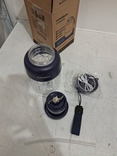 small portable electric stainless steel blade juicer cup - 28oz - navy/clear image 3