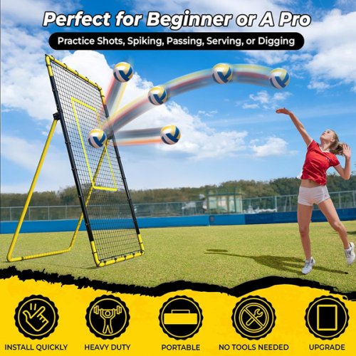 Happy Jump Volleyball Rebounder Bounce Back Trainer Net WITH 5 Angles - 7FT X 4FT - BLACK/YELLOW (MODEL: 7X4FT PRO / A2621222BQ1) image 3