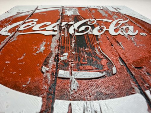 8"x8" 3D Printed - Vintage Coca-Cola - Textured sign image 2