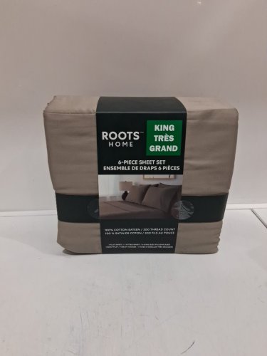 6pc Roots home sheet set 100% cotton - queen - taupe (model: 2891903) image 2