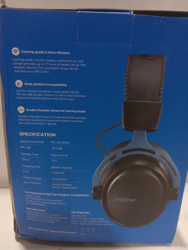 MPOW Air Wireless Gaming Headset with noise cancelling mic - 17HR Playtime - Black/Blue (Model: BH415A) image 4