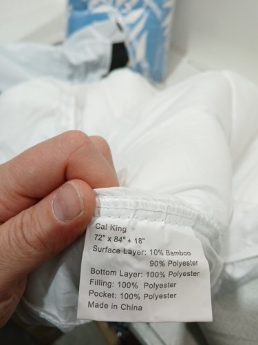 Bamboo Extra Thick Breathable Mattress topper - cal KING - 72" x 84" x 18"- WHITE image 4