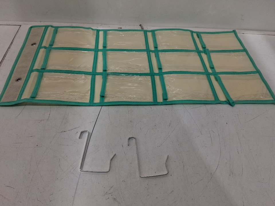 Savorliving Over the door pocket organizer 12 slots - 12" x 23.8" - Beige/teal image 2