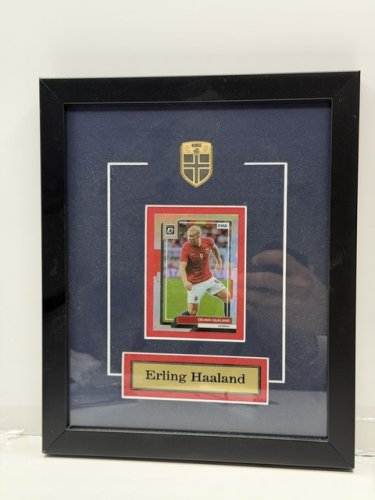 EARLING HAALAND FIFA OPTIC DONRUSS NROWAY CARD FRAMED BLUE MATT 9.5"X11.5" image 2