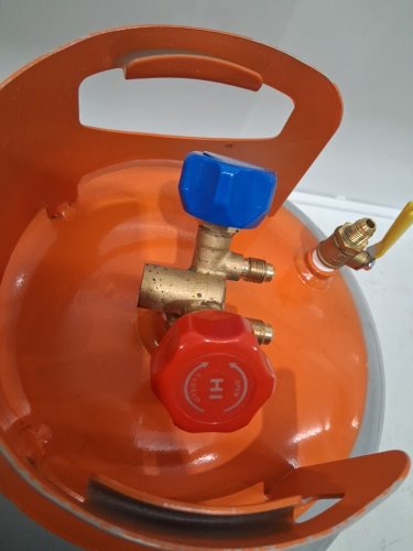 VEVOR Refrigerant Recovery Tank with Y-Valve for Liquid/Vapor - 400PSI - 50 LBS Capacity -Orange/Gray image 4