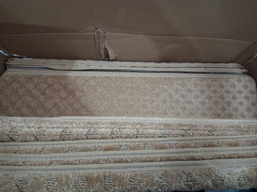14pc bonaca peel-and-stick washable bullnose stair carpet treads - 32" x 9.5" each - beige waffle pattern image 5