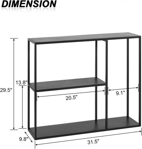 HDANI 3 Tier Metal Narrow Console Table - 9.8'' X 31.5'' X 29.7'' - BLACK (MODEL: ‎H-CT-BK) image 2