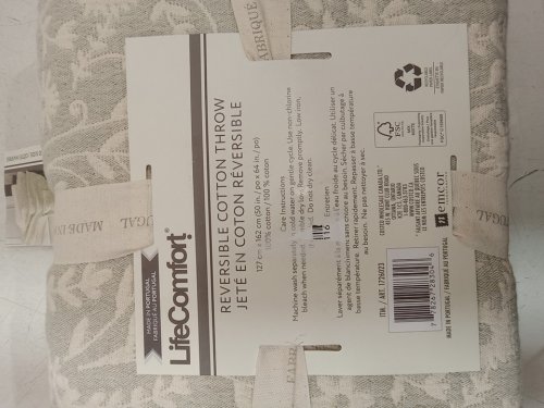 lifecomfort reversible cotton throw blanket - 50'' x 64'' - grey/beige (Model : 1726023) image 3