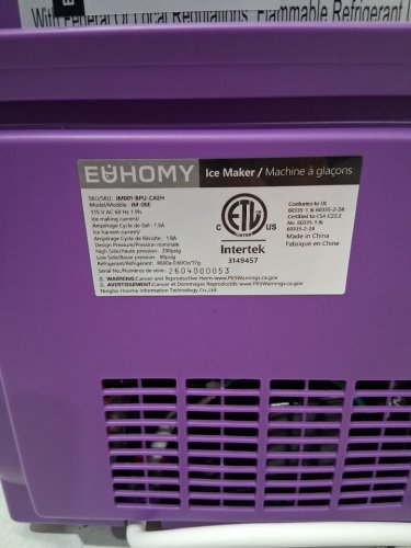 EUHOMY Countertop Ice Maker Machine with Handle, Basket and Scoop - MAKES 26LBS Per Day - purple (MODEL: IM-06e) image 9