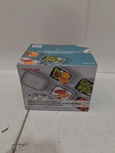 12pc Neoflam stainless steel containers with lids - multiple sizes - silver (Model: 8523323) image 2