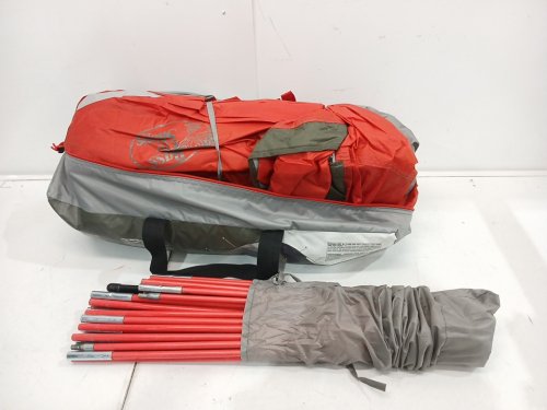 bps dome tent with screen porch - 10ft x 9ft x 72" - 6-person - grey/red image 3