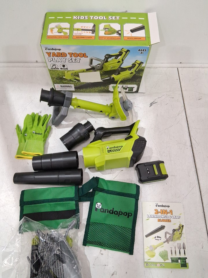 2 in 1 Kids Gardening Lawn Mower & Leaf Blower tool set with Sound & Lights - green (model:‎T2038) image 2