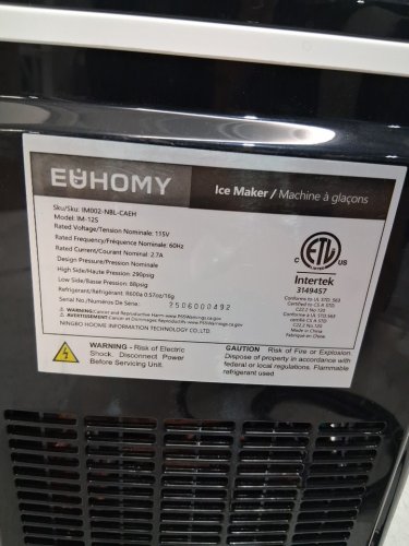 Euhomy Countertop Nugget Ice Maker - Makes 34lbs in a day - Black (Model: IM-12S / IM002-NBL-CAEH) image 8